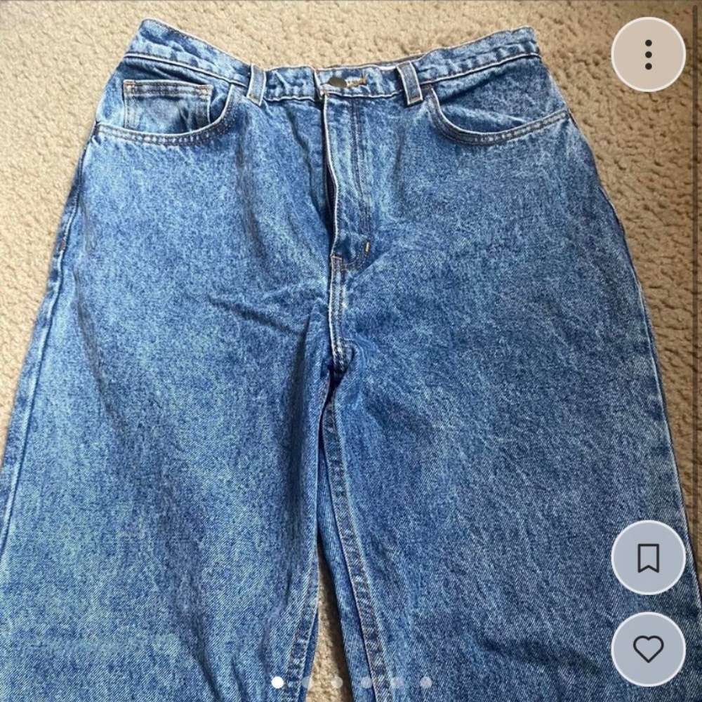 american apparel medium marble wash high-waist blue jeans